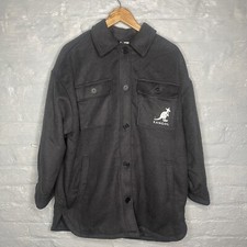 H&m X Kangol Charcoal Black Oversized Twill Shirt Jacket Button Shacket - M