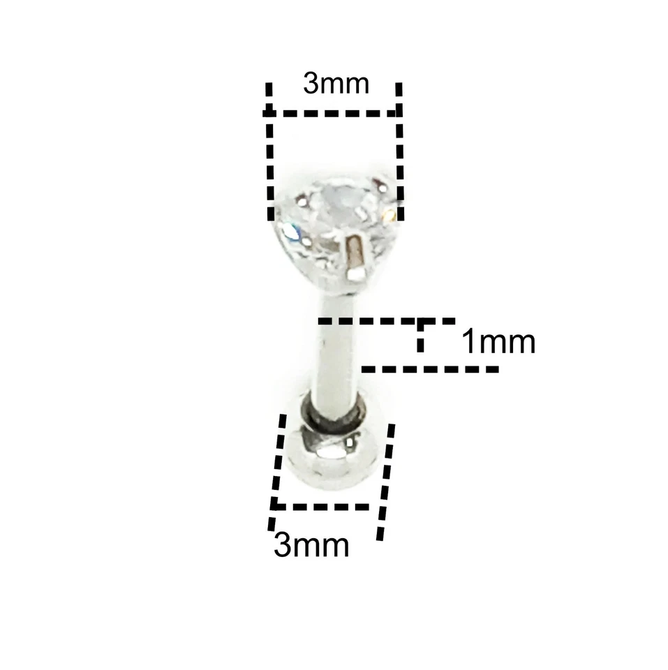 Piercing Brillantino Tondo in Acciaio Helix Trago Labbra Cartilagine - Immagine 4 di 4