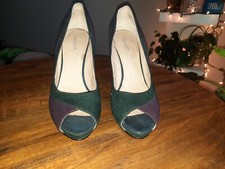 Womens 9.5 M Nine West Puravidao ColorBlock Pump High Heel Teal Purple Shoes