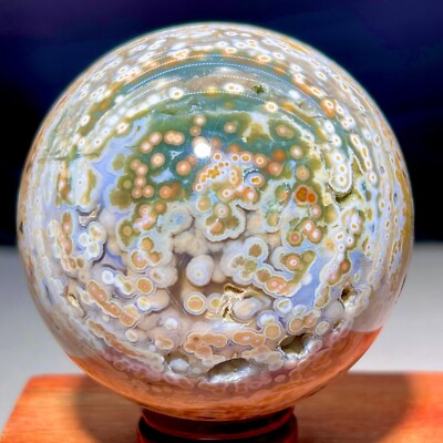 442G Rare Natural Ocean Jasper Quartz Ball Crystal Sphere Mineral Healing Gift