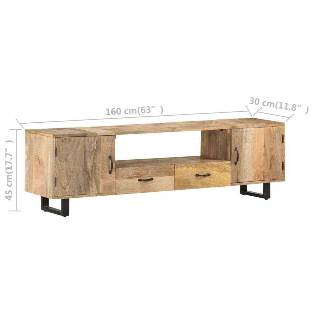 Solid Mango Wood TV Lowboard Television Stand Wooden Storage vidaXL eBay