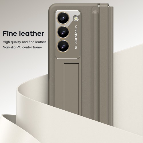 Leather Hinge Case with Glass Screen Kickstand For Samsung Galaxy Z Fold 5 4 3 2 - Picture 47 of 59
