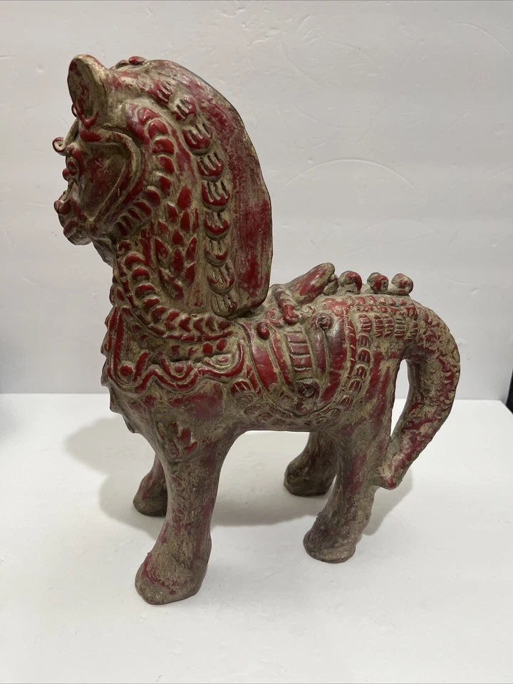 Antique Asian Bali Red Ceramic Sumatran Horse Temple Sculpture equestrian Statue - Image 4 of 4