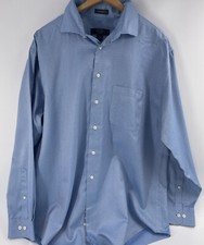 Pronto Uomo Men's Dress Shirt 17 Neck 34/35 Sleeve Blue Platinum Egyptian Cotto