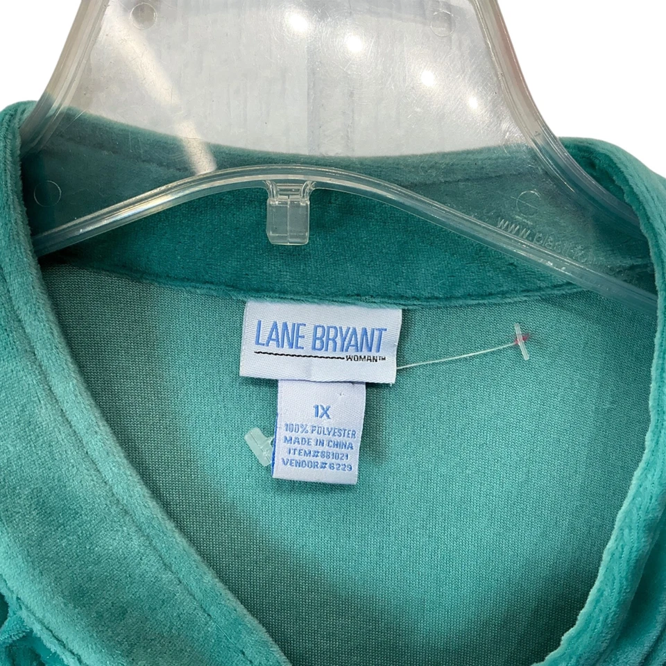 1 X Lane Bryant дом пальто халат Sz 1xl бирюзовый зеленый молнии со сборками коттедж 70-х новый винтажный - Изображение 4 из 4