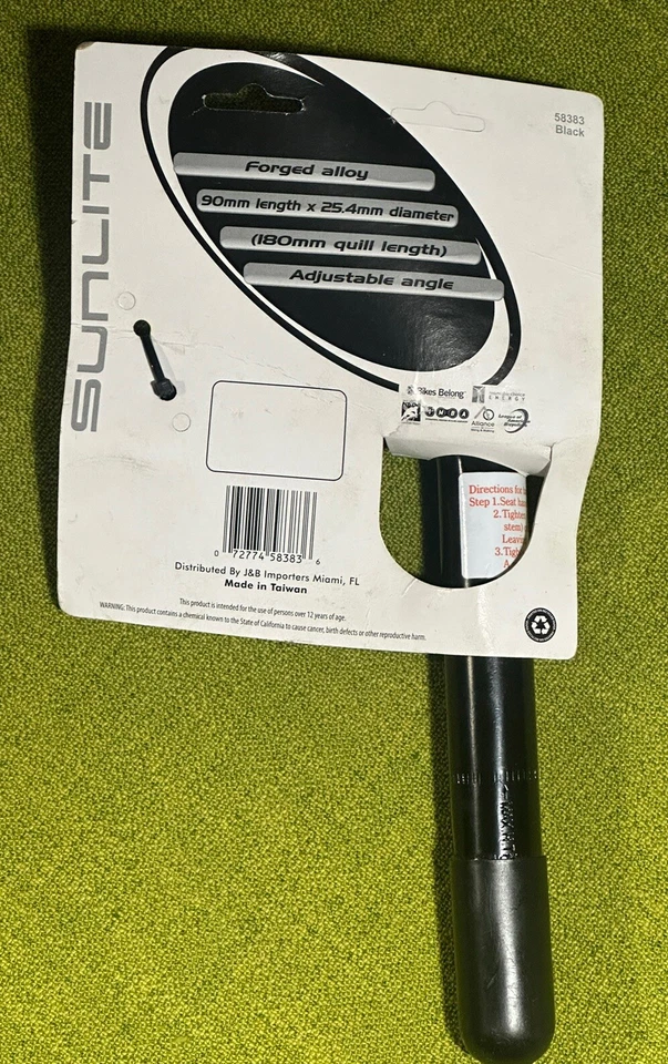 NOS 90mm SUNLITE 1-1/8” Adjustable Alloy Quill Stem BLACK 25.4mm SHIPS FREE USA - Image 2 of 3