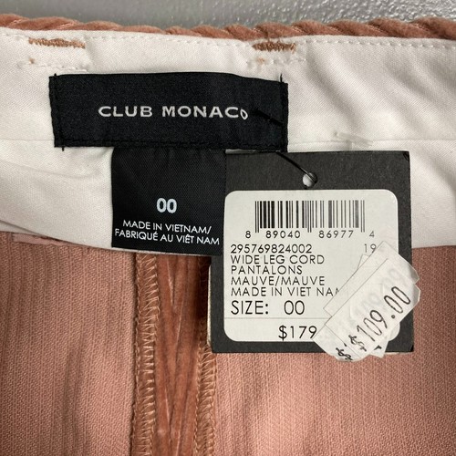 Club Monaco Womens Mauve High Rise Zip Ply Flat Front Wide Leg Corduroy Pants 00 - Picture 9 of 11