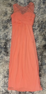 David's Bridal Pink Coral Bridesmaids Dress Sz 8 Youth | eBay