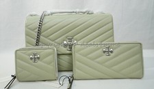 Tory Burch Kira Chevron Shoulder Bag OR Continental/Bi-Fold Wallet in Pine Frost