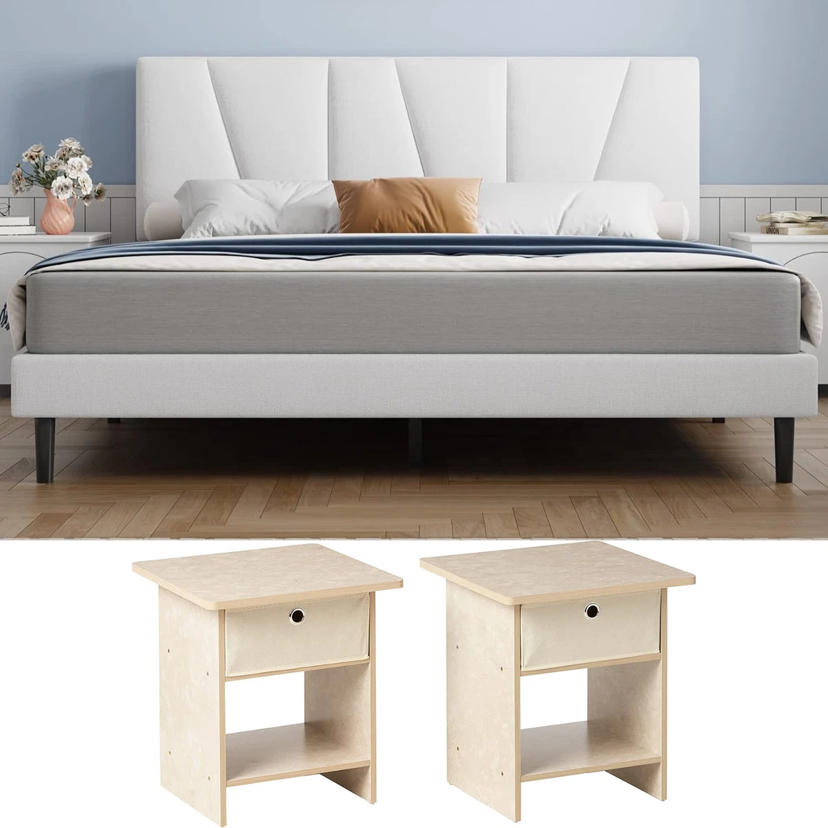 Furniture Bedroom Set Off White Full Size 2 Nightstands