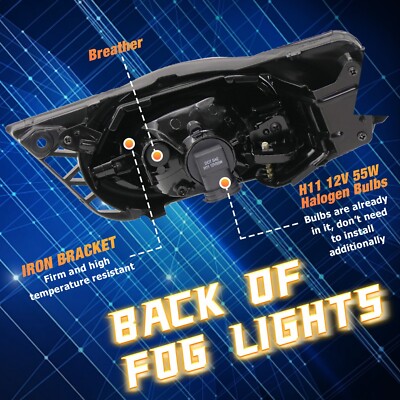 Fog Light Kit For 2009-2011 Honda Civic Sedan - Left & Right Lamps With Wiring
