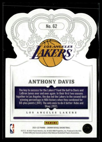 2021-22 Panini Crown Royale #62 Anthony Davis - Picture 2 of 2