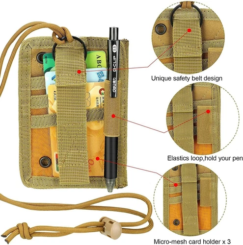 2x Braun Taktische Ausweisetui Haken & Schlaufe Patch Abzeichen Organizer - Halsband - Bild 7 von 19