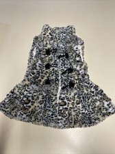 Little Lass Girls Ivory Faux Fur Vest animal print size 5