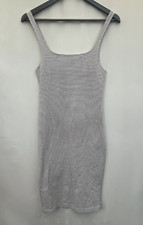 Bodycon dress Zara size M black white stripe cotton blend womens