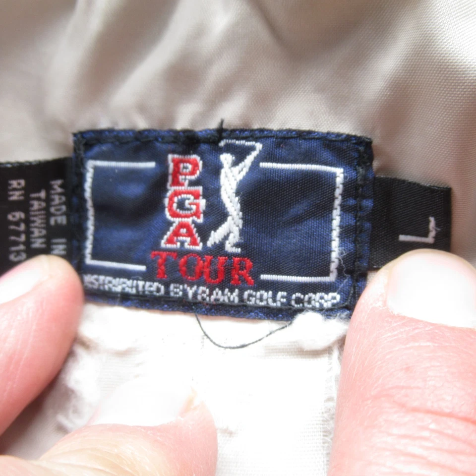 Chaqueta cortavientos de golf vintage del PGA Tour para hombre grande bronceada Coloblock Senco cremallera completa Foto 4 de 4