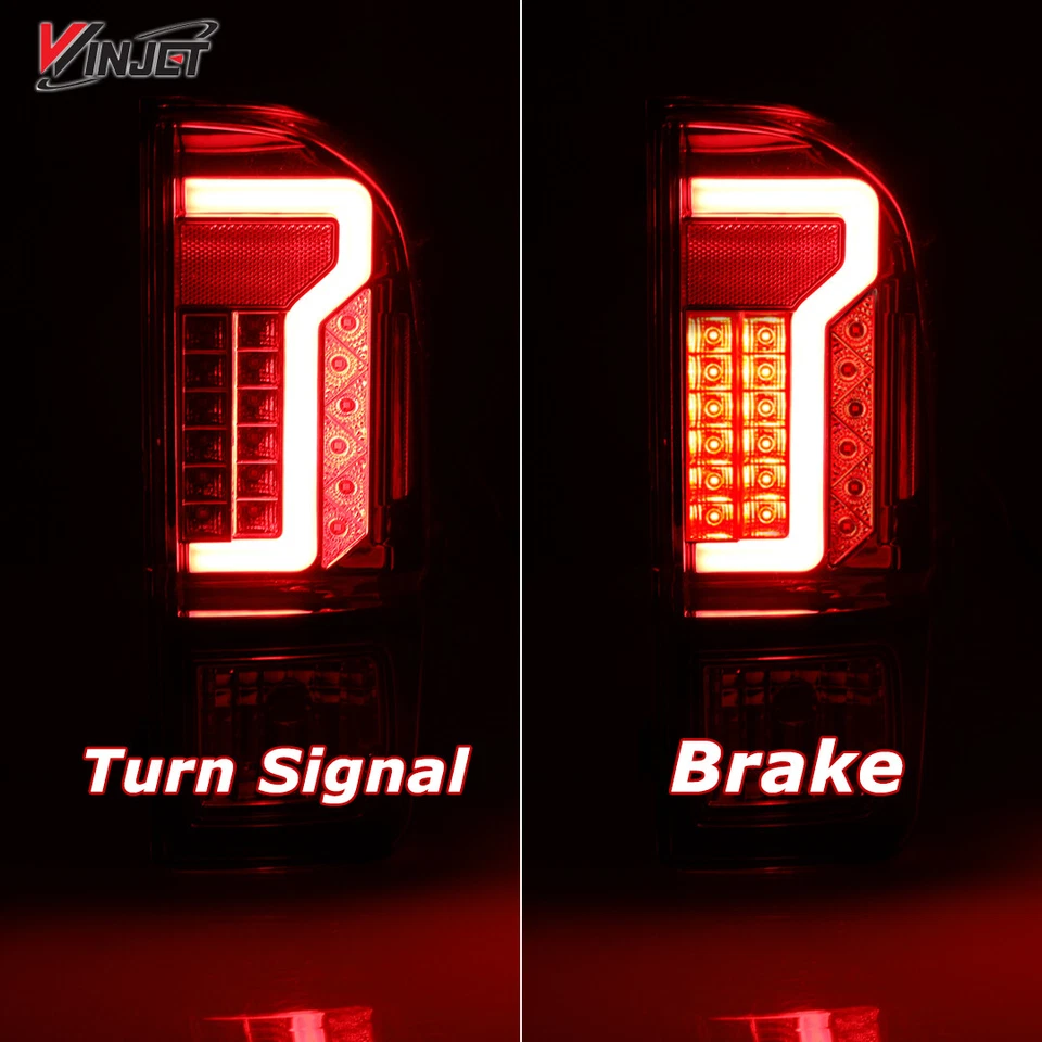 For 2016-2021 Toyota Tacoma LED Tail Lights Black Rear Brake Lamp Clear PAIR Foto 2 de 4