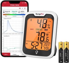TempPro TP358W LCD Bluetooth Indoor Thermometer Hygrometer for Home Greenhouse