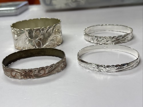 Hawaiian Bracelets Silver Plated ~ Lot Of 4 ~ Size 8 & 8.5 ~ READ DESCRIPTION