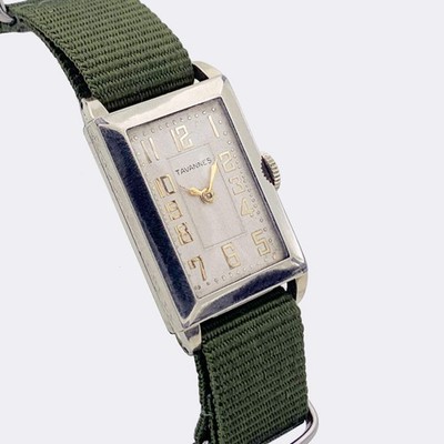 TAVANNES | Jumbo Rectangle | Art Deco | 14k GF White Gold | White Dial | 1930s