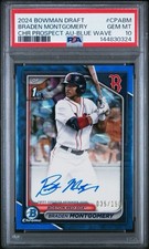 2024 Bowman Draft Braden Montgomery Chrome Auto Blue Wave Refractor #/150 PSA 10