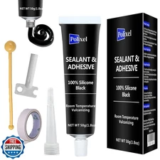 POLIXEL Black RTV Silicone Sealant Adhesive, 100% Silicone Caulk, All-Purpose