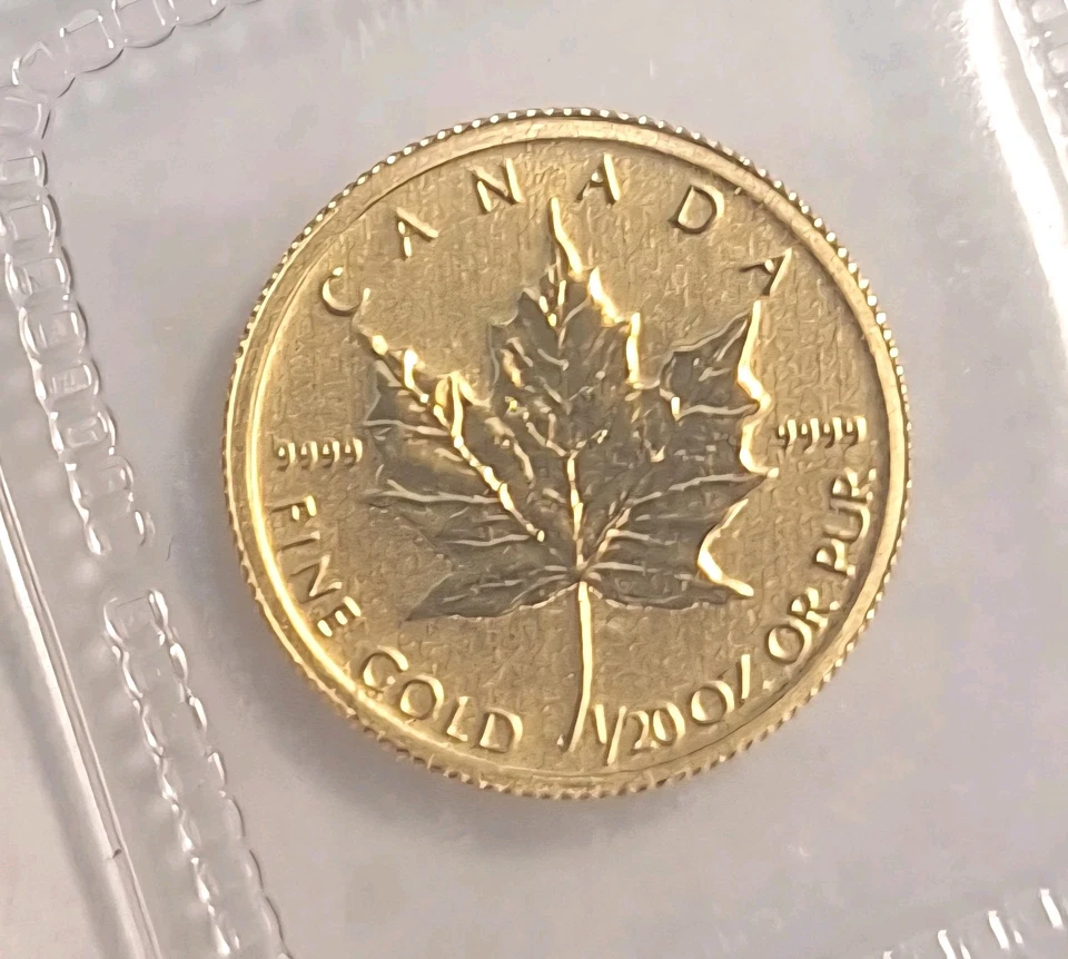 Moneda lingotes de oro de 1/20 OZ Canadá hoja de arce BU .9999 24k año aleatorio Foto 2 de 3