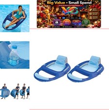 Floating Pool Lounger Inflatable Chair Cup Holder Blue 2 Pack
