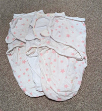 Silentnight Baby Swaddle Wrap Sleepsack 0-3 Months 100% Cotton Pink Stars