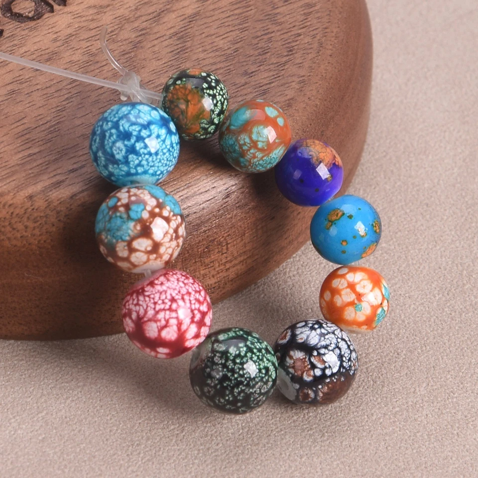 8mm 10mm Round Colorful Coated Loose Glass Craft Beads lot DIY Jewelry Findings - Image 3 of 4