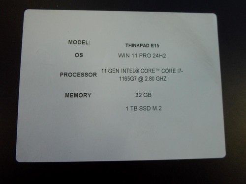 Lenovo ThinkPad E15 15.6" Core i7-1165G7 2.80GHz 32GB 1TB SSD W11 Laptop (H70) - Picture 6 of 6