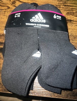 Adidas Womens Athletic No Show Socks 6 Pack Large 5-10 Black Superlite Aero New