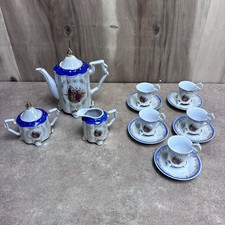 15pc Vtg Limoges Style Tea Set Teapot Sugar Creamer Cups Saucers Courting Couple