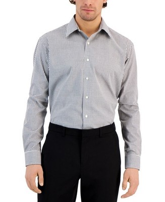 Club Room Men's Regular-Fit Check Dress Shirt Black - 18-18.5 - 2XL