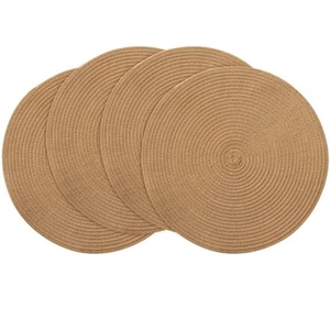 15 Inch Round Braided Placemats Set of 4, Washable Heat Resistant Cotton Poly... - Picture 1 of 5