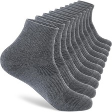 Mens 100 Cotton Cushioned Ankle Socks Moisture Wicking Breathable Athletic P...