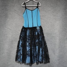 Theatricals Dance Costume Dress LC Large Child Blue Black Glitter Tulle Lyrical