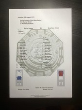 1975-76 Derby County v West Ham United Charity Shield matchsheet