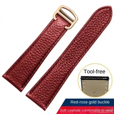 Genuine Leather Watch Strap for Cartier Tank Solo 17-25mm Lychee Cowhide Band