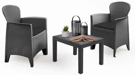 Garden Furniture Set Table Chairs 3 Piece Bistro Set Patio Outdoor Rattan Style - Picture 2 of 12
