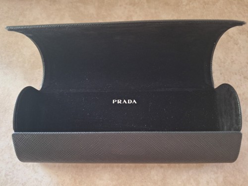 PRADA  hard eyeglass case BLACK, signed, velvet lining, magnetic closure