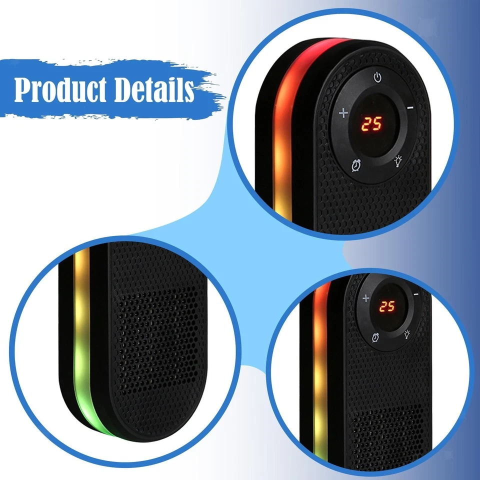 Riscaldatore elettrico con timer e telecomando per camera da letto, casa e - Immagine 4 di 4