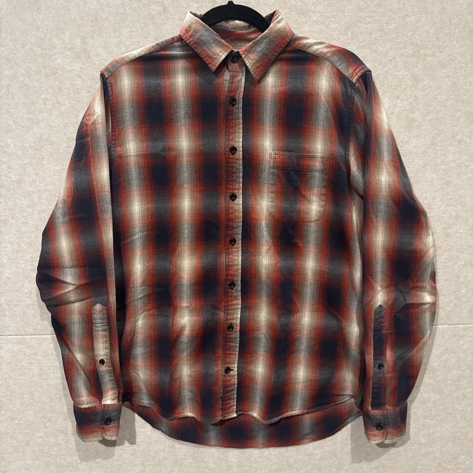 Taylor Stitch California Red Shadow Plaid Ombre Button Down Shirt Mens 42 Large