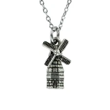 WINDMILL NECKLACE or Charm Only Pewter Holland Amsterdam Souvenir Pump Mill Gift