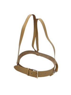 Max Mara Women's Beige Zeus Leather Buckle Closure Belt Size M NWT