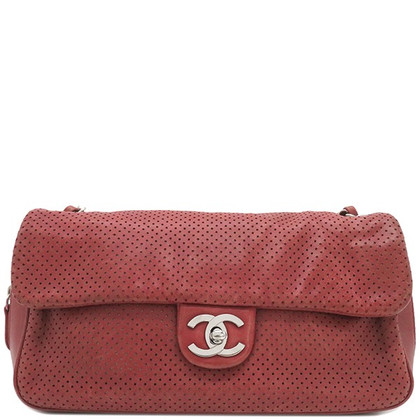 CHANEL Red Leather Chain Shoulder Bag Pre-Owned Vintage