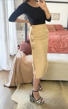 Vintage Gene Ewing Size 38 US 6 100 Linen Oversized Buttons Midi Skirt