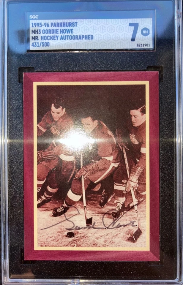 Parkhurst Gordie Howe Mr. Hockey 1995-96 automático #MH3 firmado automático/500 CABRA Foto 2 de 3