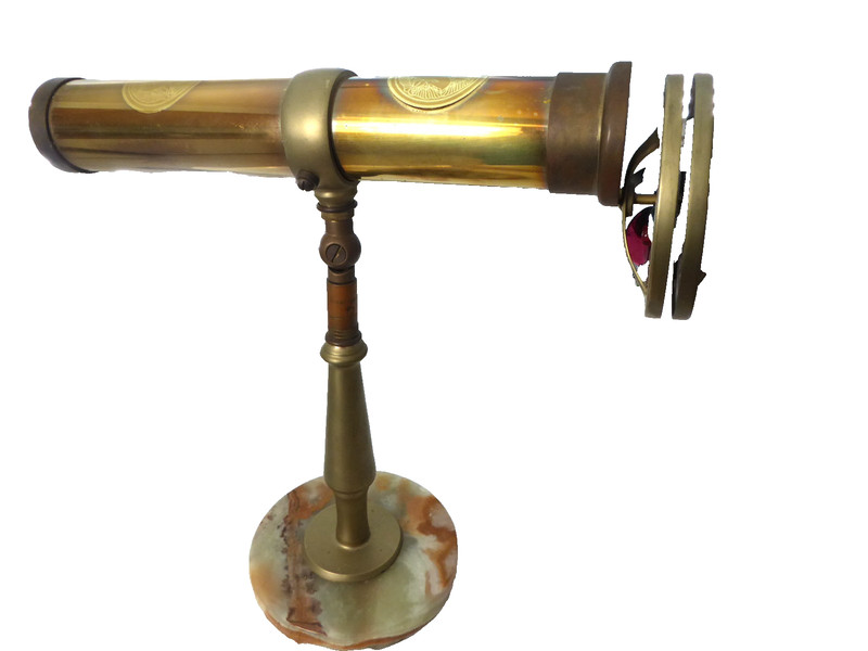 KALEIDOSCOPE Vintage Large Corki Weeks Brass w/ Onyx Stone Base Pat Pending