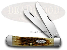 Case xx Knives Trapper Jigged Amber Bone CS Carbon Steel Pocket Knife 00163